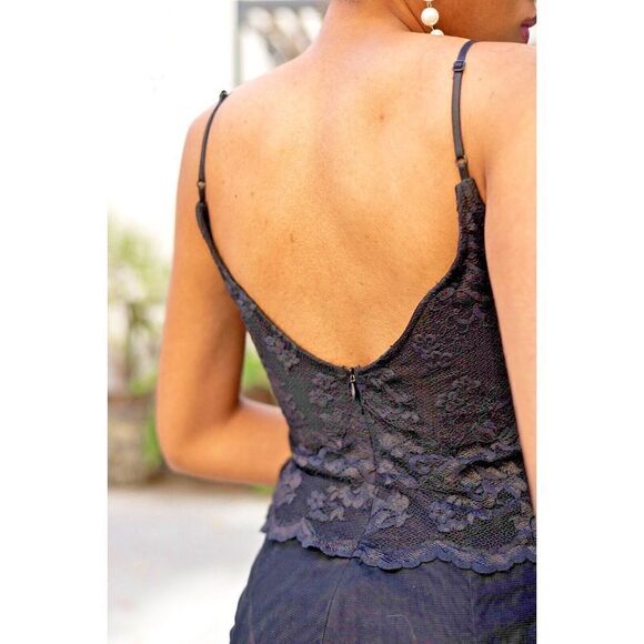 Casadei Dress Size Small Black Lace Mesh Vintage Bodycon Maxi Gown - Picture 5 of 9